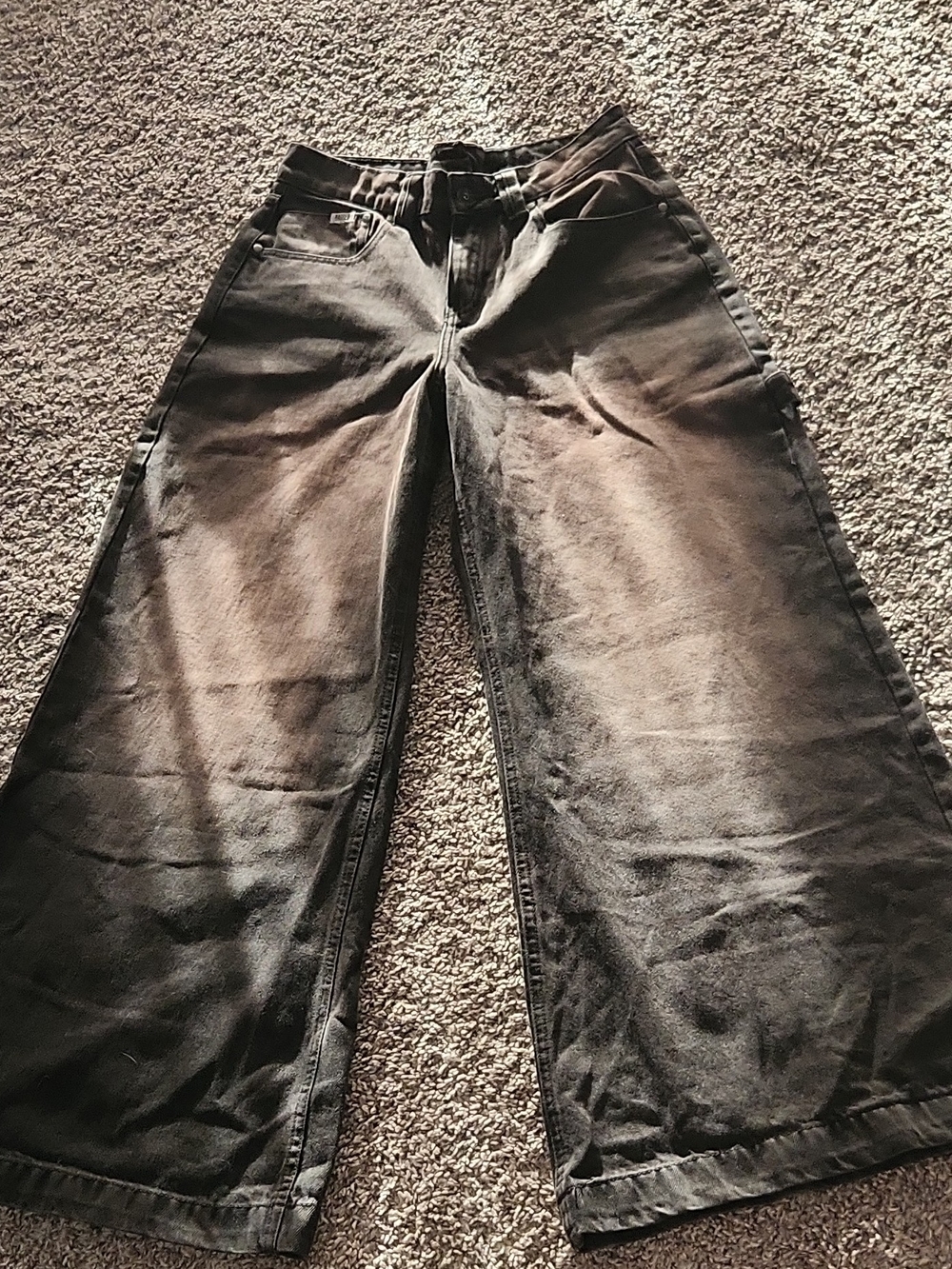Ragged Wide-Leg Pants in Faded Black